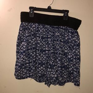 blue & white boho shorts